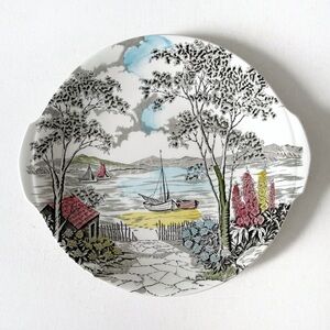 W.H. Grindley Serving Plate, Coastal Scene, “Holiday”, Staffordshire Pottery